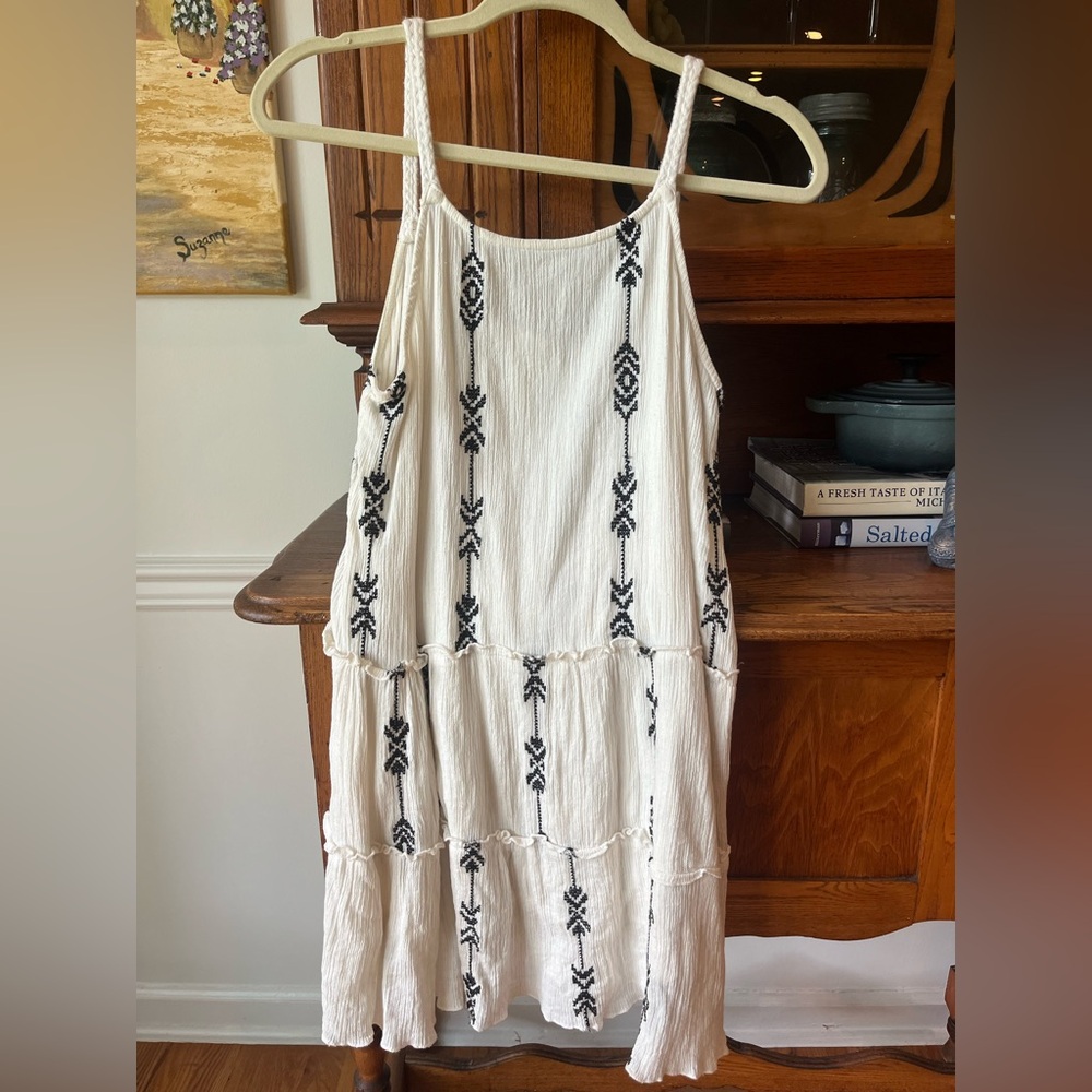 Cream Dress with Black Embroidered Detailing